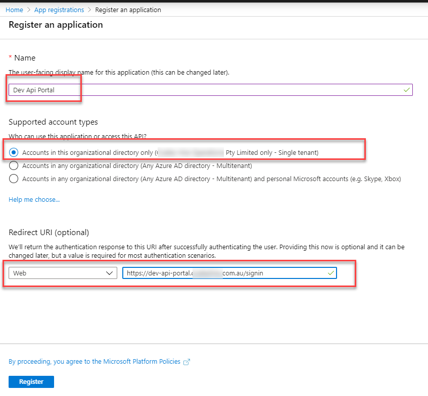 Register APP in Azure AD