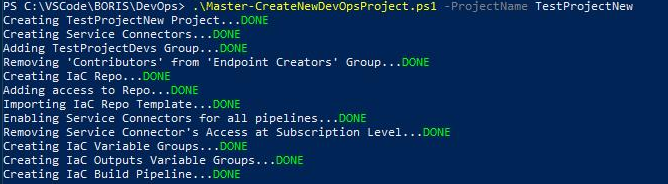 DevOp Project Creation via PS